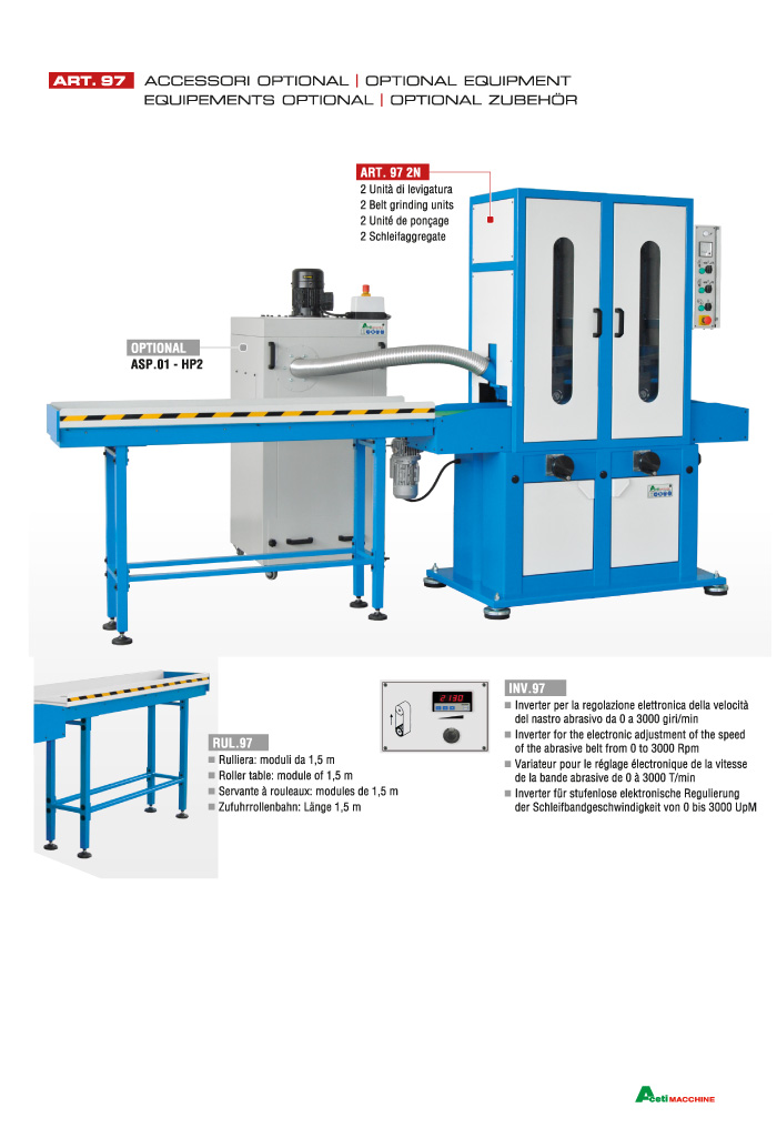 ART.97 - Polishing machine for flat surfaces by dry system | 1 Belt grinding unit - st701