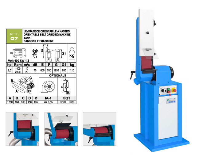 ART.07 - Swing belt grinding machine 150x1750 - worktable 150x590 mm - st1117