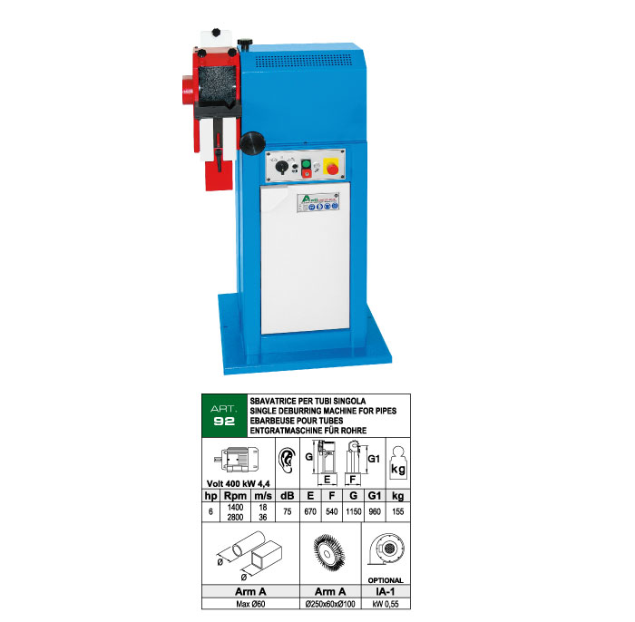 ART.92 - Tube deburring machine with single wire brush - round tubes, square tubes and profiles max. 60 mm - st718