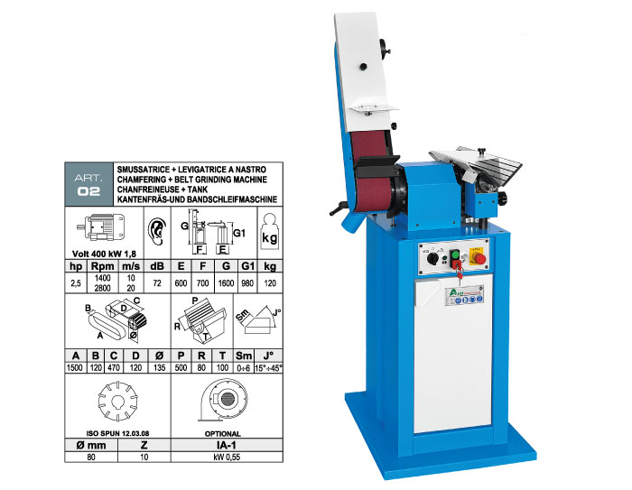 ART.02 - Swing belt grinding machine 120x1500 + Bevelling machine with widia inserts milling cutter max. bevel 6 mm - st726