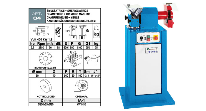 ART.04 - Bevelling machine with widia inserts milling cutter max. bevel + Grinding machine &Oslash;200x25x&Oslash;20 mm - st729
