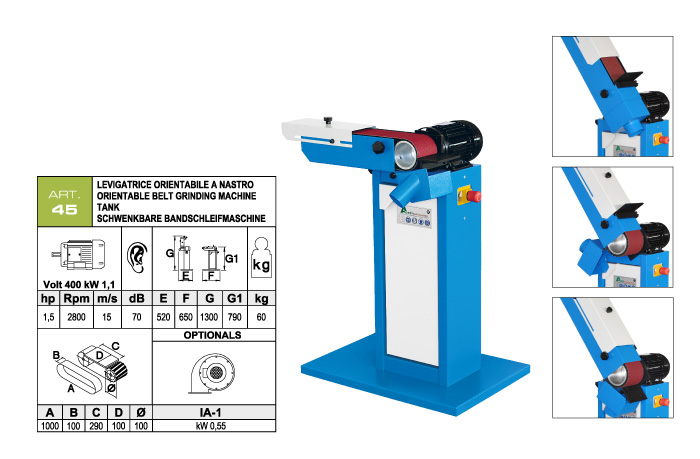 ART.45 - Swing belt grinding machine 100x1000 - worktable 100x290 mm - st740