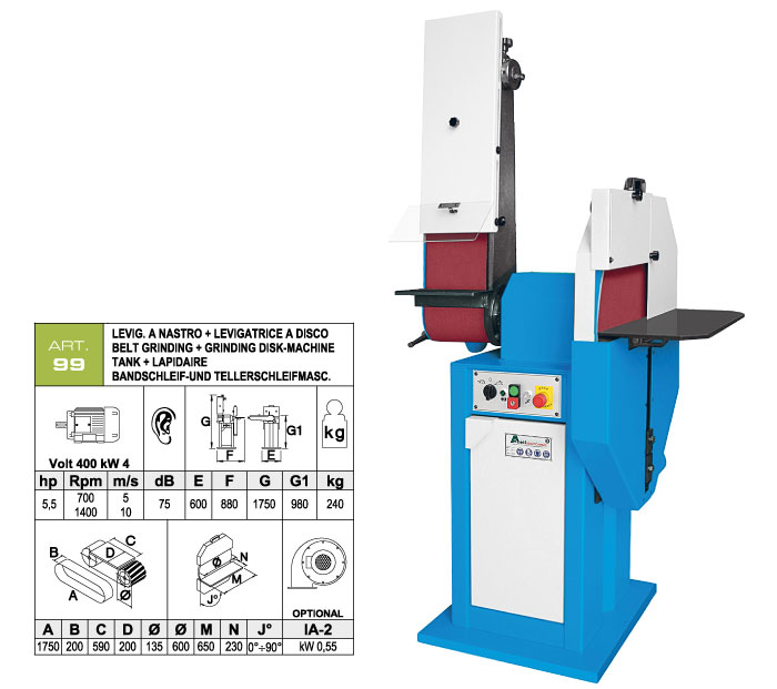 ART.99 - Swing belt grinding machine 200x1750 + Disc grinding machine &Oslash;600 mm - st748