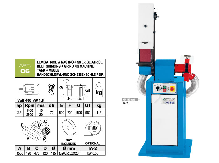 ART.06 - Swing belt grinding machine 120x1500 + Grinding machine &Oslash;200x25x&Oslash;20 mm - st750