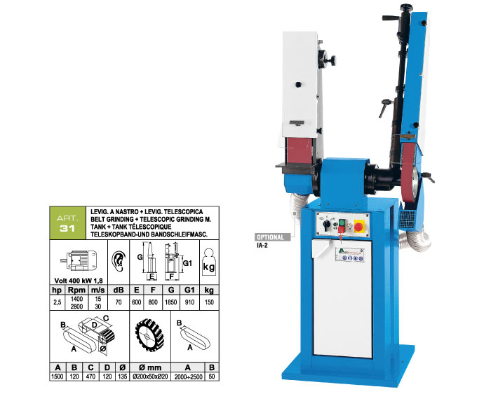 ART.31 - Swing belt grinding machine 120x1500 + Telescopic swing belt grinding machine 50x2000&divide;2500 mm - st768
