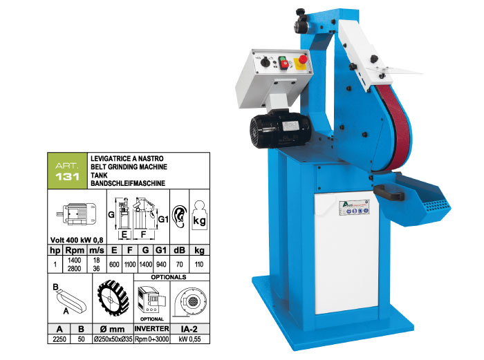 ART.131 - Belt grinding machine 50x2250 - grooved rubber wheel &Oslash;250 mm - st834