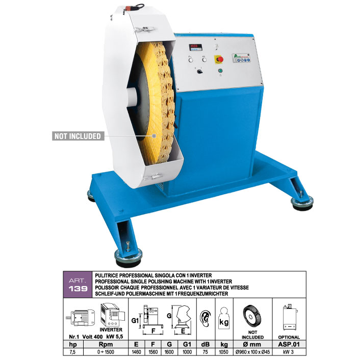 ART.139 - Polishing machine &Oslash;1000 mm - 1 single shaft motor &Oslash;45 - kW 5,5 (hp 7,5) - 1 control inverters 0&divide;1500 Rpm - st790