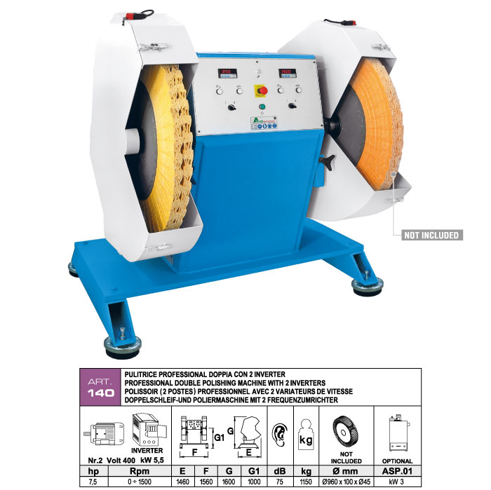ART.140 - Polishing machine &Oslash;1000 mm - 2 single shaft motors &Oslash;45 - kW 5,5 (hp 7,5) - 2 control inverters 0&divide;1500 Rpm - st791