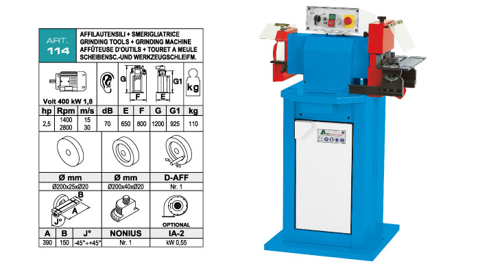 ART.114 - Brazed lathe tool sharpening machine + Grinding machine &Oslash;200x25x&Oslash;20 mm - st826