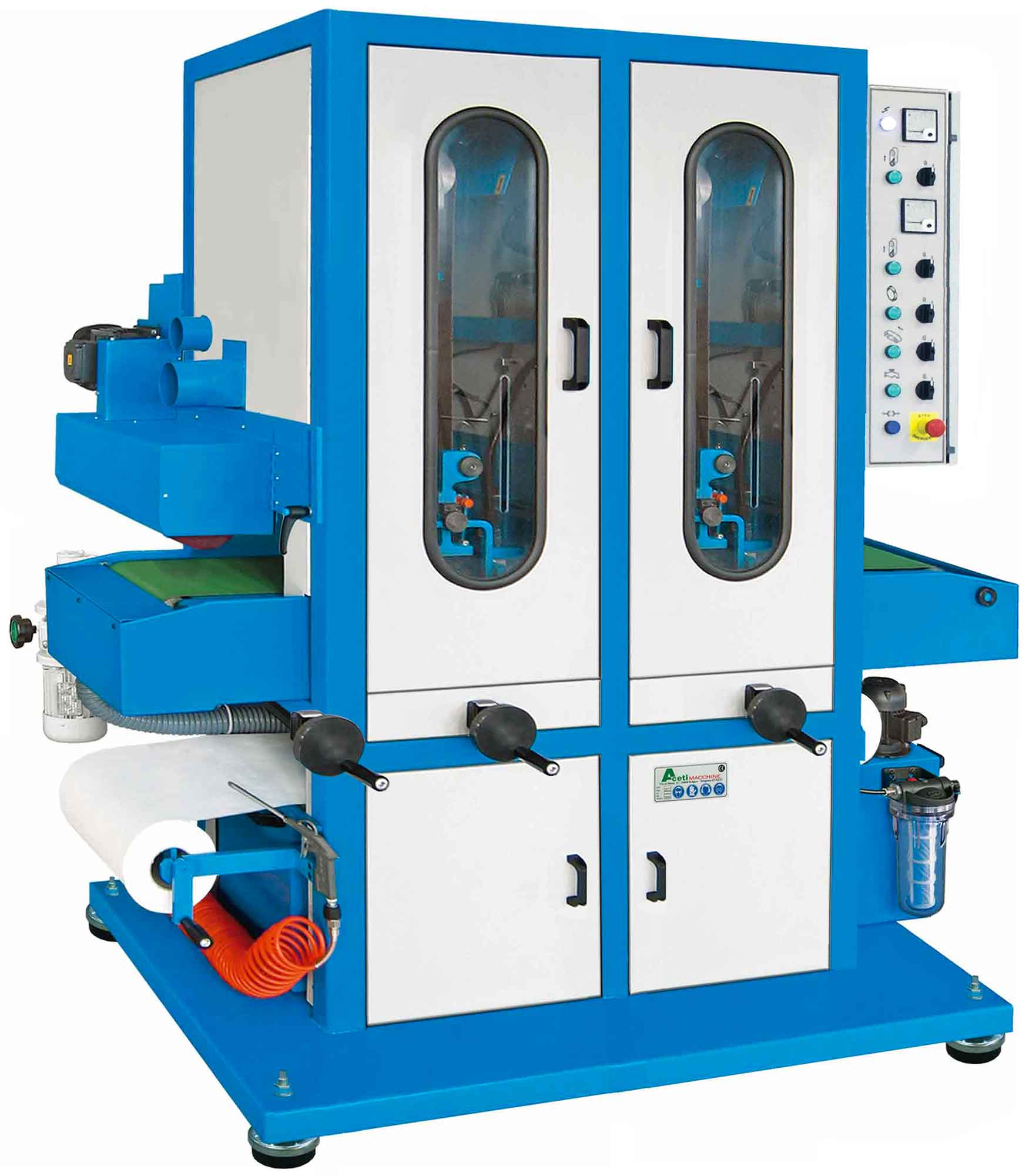 ART.76-2N1S - Polishing machine for flat surfaces by wet system | 2 Belt grinding units + 1 Brushing unit - stp