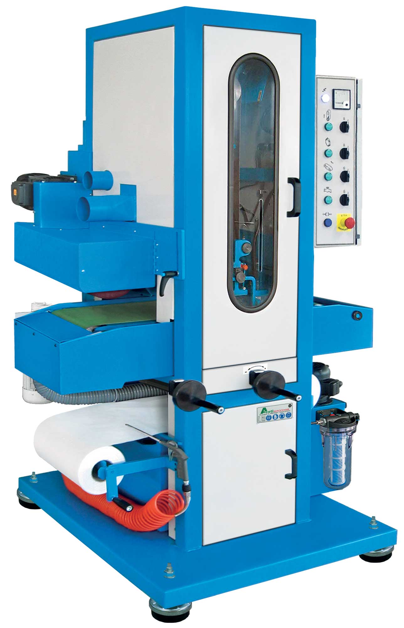 ART.76-1N1S - Polishing machine for flat surfaces by wet system | 1 Belt grinding unit + 1 Brushing unit - stp