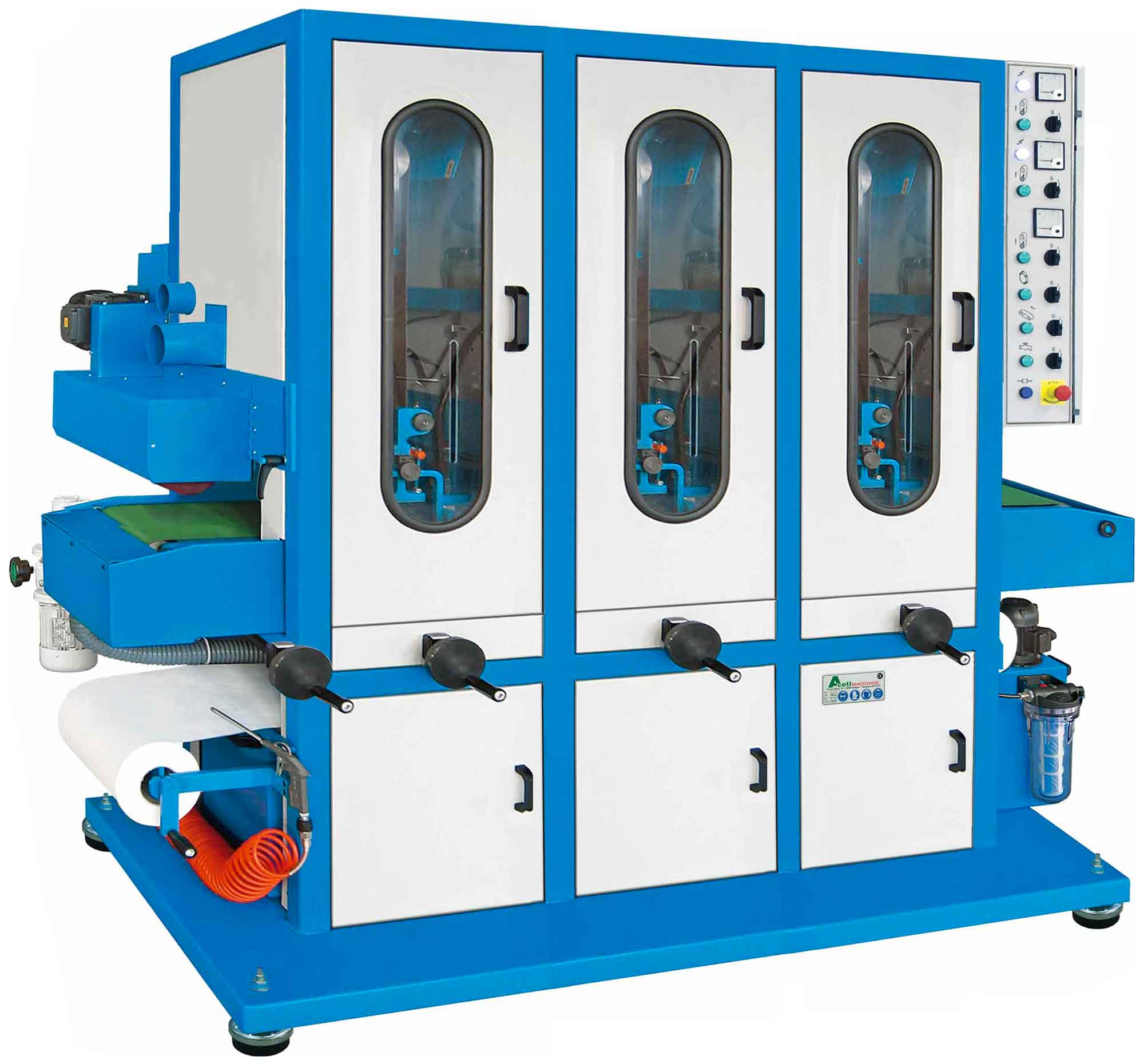 ART.76-3N1S - Polishing machine for flat surfaces by wet system | 3 Belt grinding units + 1 Brushing unit - stp